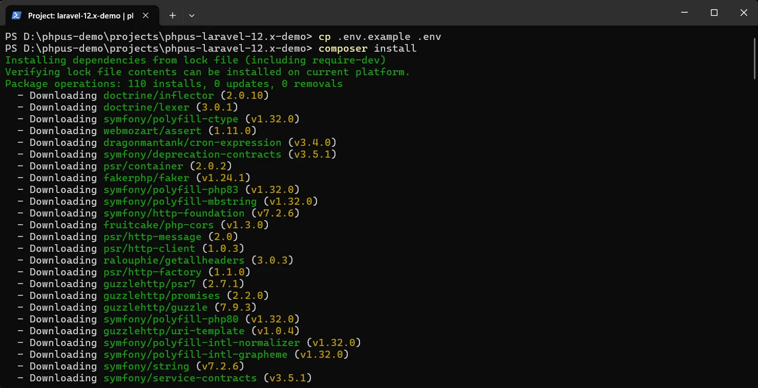 Project setting - copy .env.example to .env and run `composer install` command.