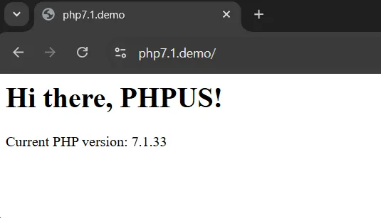 PHP multi-version - open browser, check PHP7.1 project.