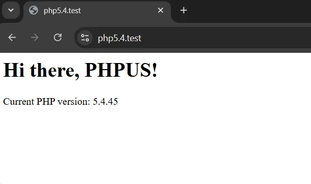 PHP multi-version - open browser, check PHP5.4 project.